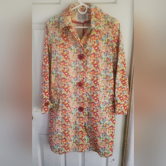 BILLBLASS ALL OVER FLORAL VINTAGE PRINT BUTTON DOWN COAT, SIZE 4 - Picture 2 of 8